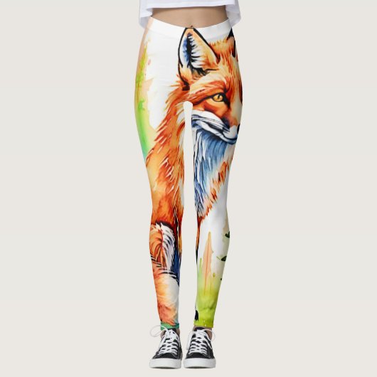 Forest Fox Uitzicht Design Leggings (Voorkant)