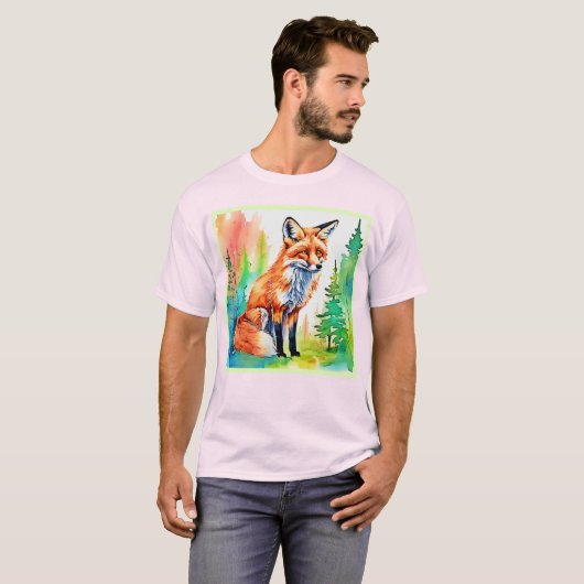 Forest Fox Uitzicht Design T-shirt (Voorkant volledig)