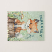 Forest Fox Woodland Animal Kinder gepersonaliseerd Legpuzzel (Horizontaal)