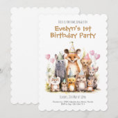 Forest Friends 1st Birthday Kaart (Voorkant / Achterkant)