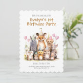 Forest Friends 1st Birthday Kaart (Staand voorkant)