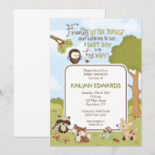 Forest Friends Baby JONGEN Douche Uitnodiging (Voorkant / Achterkant)