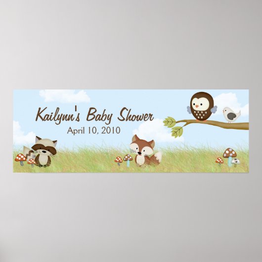 Forest Friends Baby shower Banner Poster (Voorkant)
