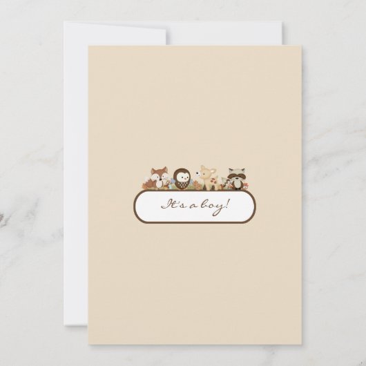 Forest Friends Baby shower Uitnodiging (Achterkant)