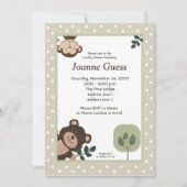 Forest Friends Beer & Monkey Baby shower Kaart (Voorkant)