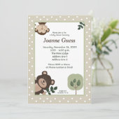 Forest Friends Beer & Monkey Baby shower Kaart (Staand voorkant)