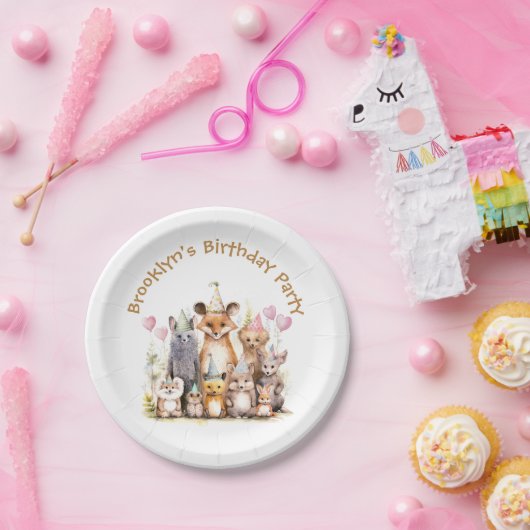 Forest Friends Birthday Party Papieren Bordje (Feest)