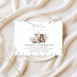 Forest Friends eerste verjaardag Kaart<br><div class="desc">Vier de grote mijlpaal van je kleintje met deze schattige Woodland Animals First Birthday Invitation! Met charmante boswezens zoals konijnen,  herten,  eekhoorns,  beren en wasberen,  is dit op natuur geïnspireerde ontwerp ideaal voor een gezellig en schattig feest met een bosthema.</div>