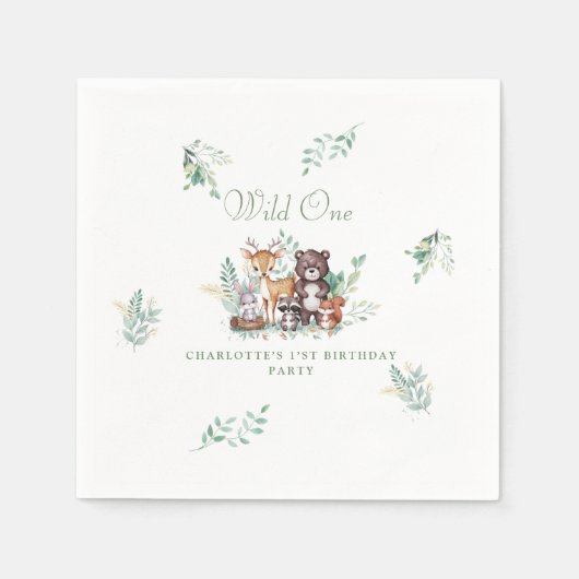 Forest Friends eerste verjaardag Servet (Voorkant)