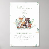 Forest Friends eerste verjaardagswelkomstbord Poster (Voorkant)