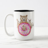 Forest Friends en Donut Whimsical geïllustreerde m Tweekleurige Koffiemok (Links)