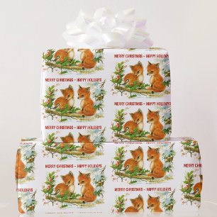 Forest Friends Fox Chickade Groet toevoegen Cadeaupapier