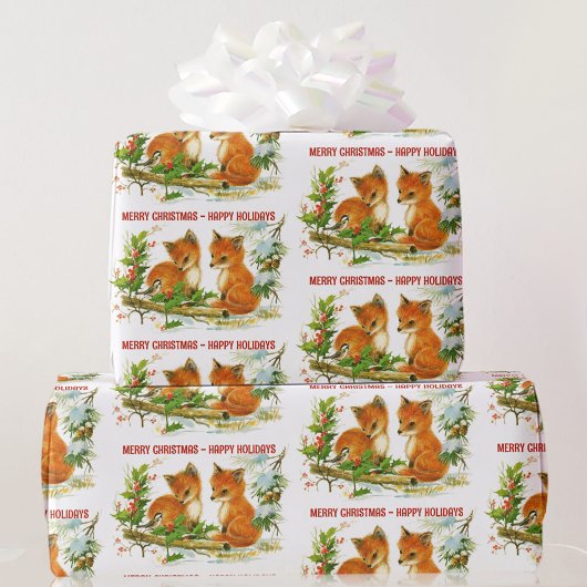 Forest Friends Fox Chickade Groet toevoegen Cadeaupapier