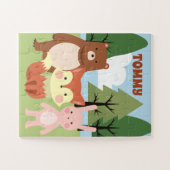 Forest Friends gepersonaliseerde Fox Beer Bunny Pu Legpuzzel (Horizontaal)