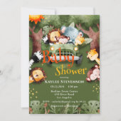 Forest Friends Safari Animals Baby shower Kaart (Voorkant)