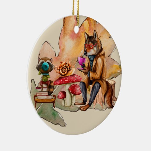 Forest Friends Tea Party Keramisch Ornament (Rechts)
