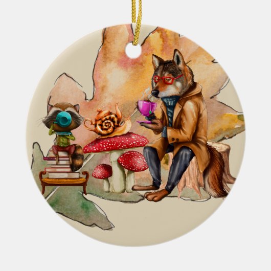 Forest Friends Tea Party Keramisch Ornament (Voorkant)