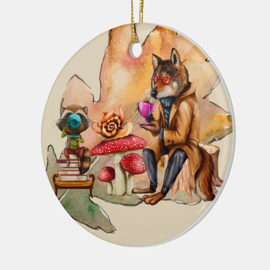Forest Friends Tea Party Keramisch Ornament (Links)