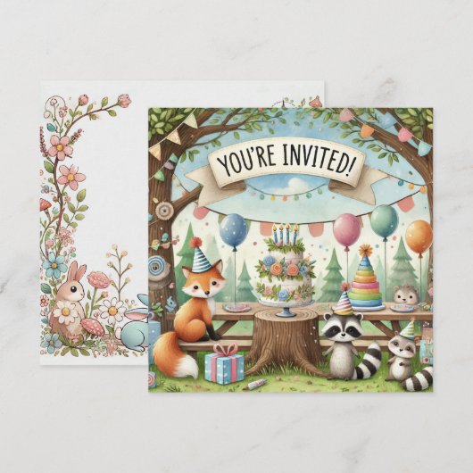 FOREST FRIENDS VERJAARDAG UITNODIGING (Voorkant / Achterkant)