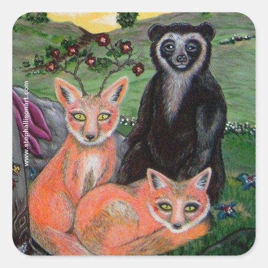Forest Friends Vierkante Sticker (Voorkant)