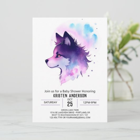 Forest Friends wachten op Wolf Baby shower Kaart (Staand voorkant)