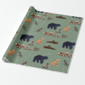 Forest Friends Wild Animals Wrapping Paper Cadeaupapier (Uitgerold)