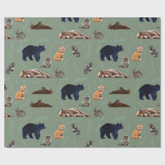 Forest Friends Wild Animals Wrapping Paper Cadeaupapier (Vlak)