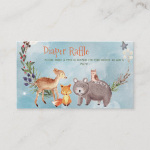 Forest Friends Winter Baby shower Diaper Raffle Informatiekaartje