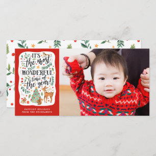 Forest Friends   wit   Foto Feestdagenkaart