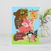 Forest Friends Woodland Aangepaste Uitnodiging (Staand voorkant)