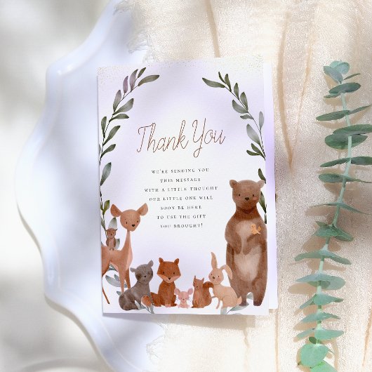 Forest Friends Woodland Baby shower Dank u Bedankkaart