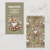 Forest Friends Woodland Baby shower Diaper Raffle Informatiekaartje (Voorkant / Achterkant)