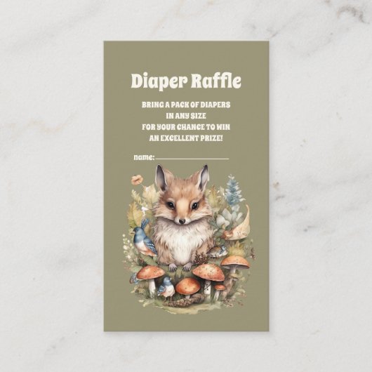 Forest Friends Woodland Baby shower Diaper Raffle Informatiekaartje (Voorkant)