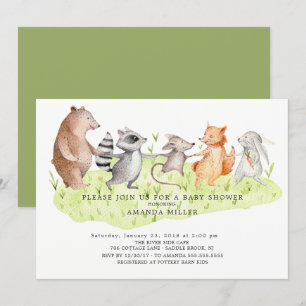 Forest Friends Woodland Baby shower Invitation Kaart