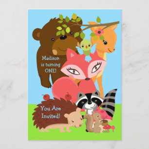 Forest Friends Woodland Custom Invitation Kaart