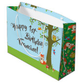 Forest Friends Woodland Cute 1st Birthday Party Groot Cadeauzakje (Achterkant Gekanteld)