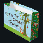 Forest Friends Woodland Cute 1st Birthday Party Groot Cadeauzakje<br><div class="desc">Dit schattige thema van bosmvrienden is perfect voor je eerste verjaardagsfeestje! Geweldig voor een schattig kind geboren in de lente,  of een beetje dat van dieren houdt. Een eerste verjaardagsthema past bij een bos avontuur!</div>