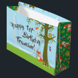 Forest Friends Woodland Cute 1st Birthday Party Groot Cadeauzakje<br><div class="desc">Dit schattige thema van bosmvrienden is perfect voor je eerste verjaardagsfeestje! Geweldig voor een schattig kind geboren in de lente,  of een beetje dat van dieren houdt. Een eerste verjaardagsthema past bij een bos avontuur!</div>