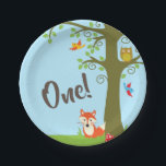 Forest Friends Woodland Cute 1st Birthday Party Papieren Bordje<br><div class="desc">Dit schattige thema van bosmvrienden is perfect voor je eerste verjaardagsfeestje! Geweldig voor een schattig kind geboren in de lente,  of een beetje dat van dieren houdt. Een eerste verjaardagsthema past bij een bos avontuur!</div>