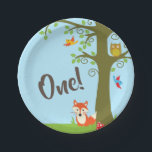 Forest Friends Woodland Cute 1st Birthday Party Papieren Bordje<br><div class="desc">Dit schattige thema van bosmvrienden is perfect voor je eerste verjaardagsfeestje! Geweldig voor een schattig kind geboren in de lente,  of een beetje dat van dieren houdt. Een eerste verjaardagsthema past bij een bos avontuur!</div>