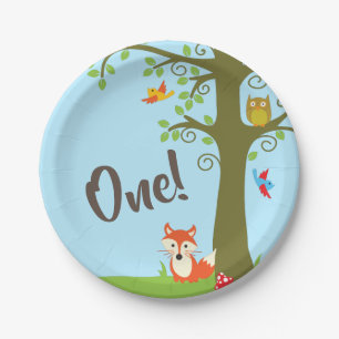 Forest Friends Woodland Cute 1st Birthday Party Papieren Bordje