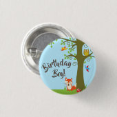 Forest Friends Woodland Cute 1st Birthday Party Ronde Button 3,2 Cm (Voorkant /achterkant)