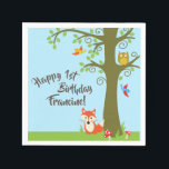Forest Friends Woodland Cute 1st Birthday Party Servet<br><div class="desc">Dit schattige thema van bosmvrienden is perfect voor je eerste verjaardagsfeestje! Geweldig voor een schattig kind geboren in de lente,  of een beetje dat van dieren houdt. Een eerste verjaardagsthema past bij een bos avontuur!</div>