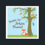 Forest Friends Woodland Cute 1st Birthday Party Servet<br><div class="desc">Dit schattige thema van bosmvrienden is perfect voor je eerste verjaardagsfeestje! Geweldig voor een schattig kind geboren in de lente,  of een beetje dat van dieren houdt. Een eerste verjaardagsthema past bij een bos avontuur!</div>