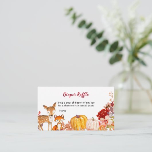 Forest Friends Woodland Luier Raffle Informatiekaartje (Staand voorkant)