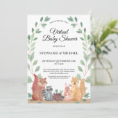 Forest Friends Woodland Virtual Baby shower Kaart (Staand voorkant)
