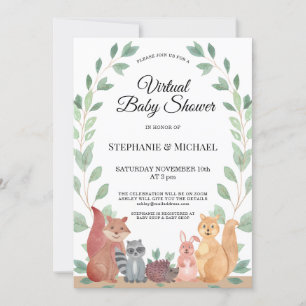 Forest Friends Woodland Virtual Baby shower Kaart