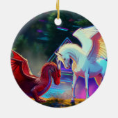 Forest Friends - Young Dragon and Young Pegasus Keramisch Ornament (Achterkant)