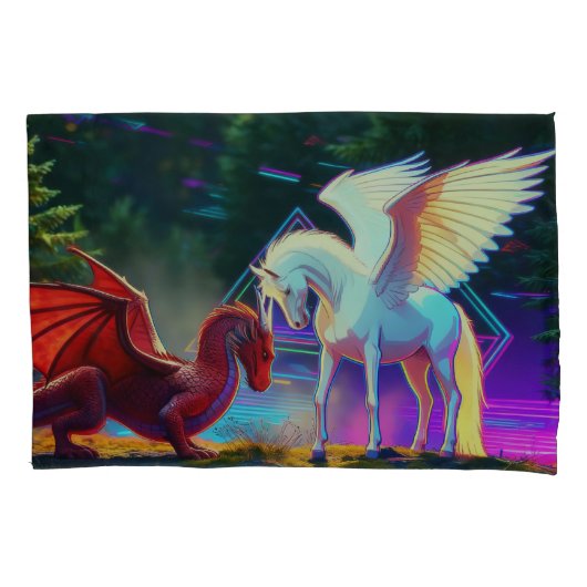 Forest Friends - Young Dragon and Young Pegasus Kussensloop (Voorkant)