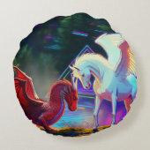 Forest Friends - Young Dragon and Young Pegasus Rond Kussen (Achterkant)